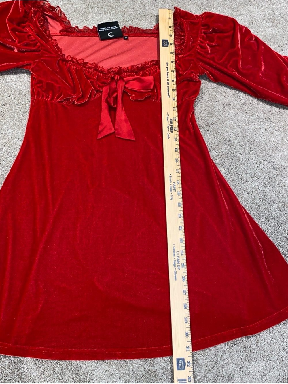 Killstar Witchful Thinking Red Velvet Dress Size M Lace Gothic Scarlet - Picture 9 of 11
